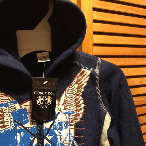 Coney Island Blue & Grey Fleece Hoodie - Picture 4 of 11